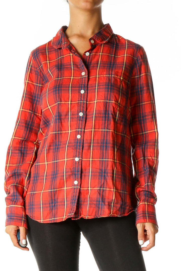 Orange Checkered Casual Shirt