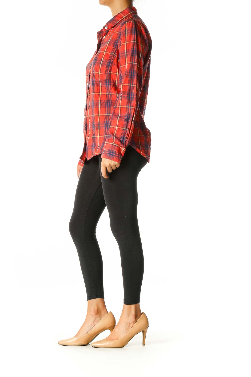 Orange Checkered Casual Shirt