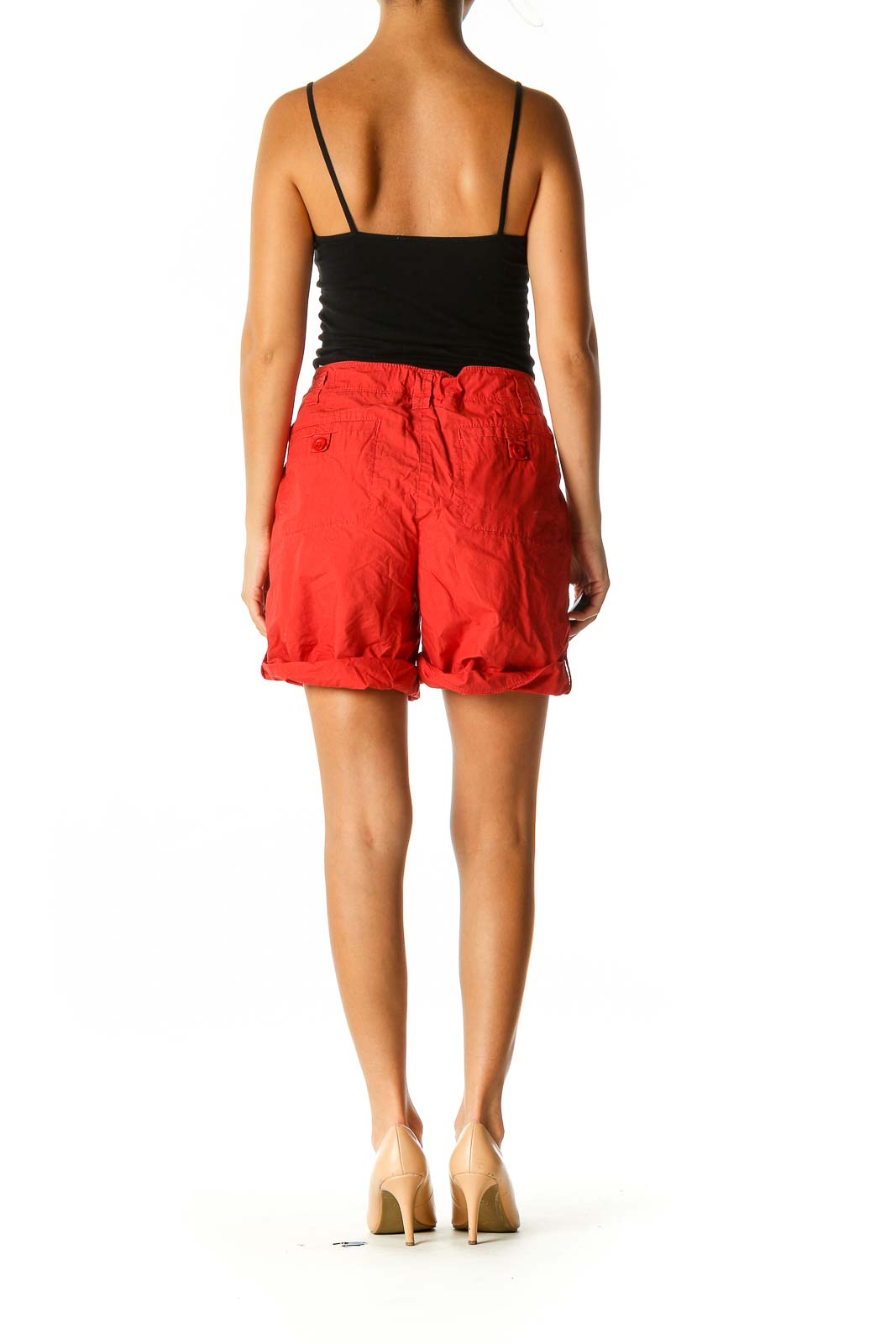 Orange Solid Casual Shorts