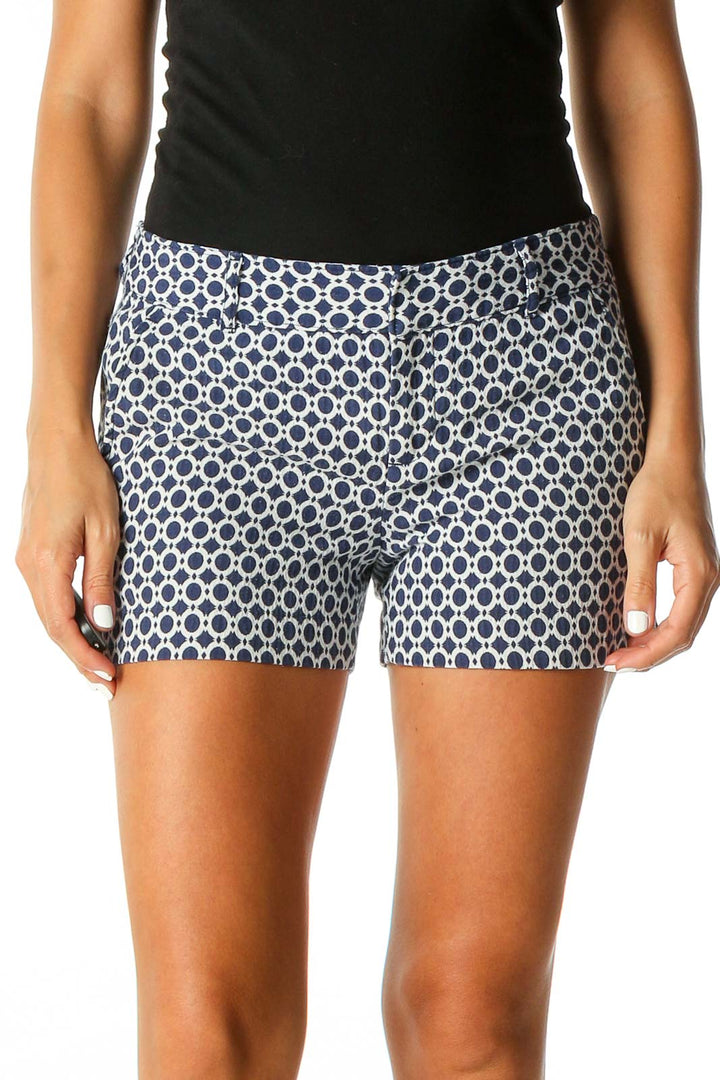 Blue Printed Casual Shorts