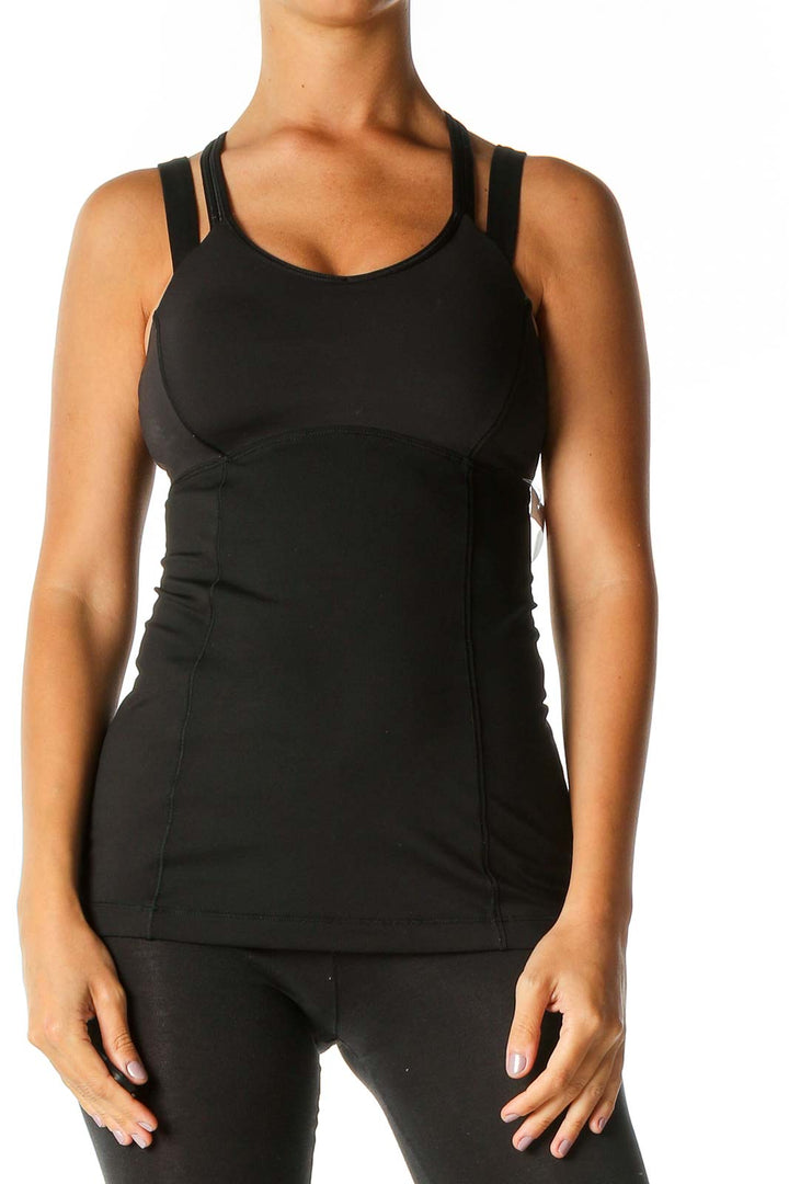 Black Solid Activewear Tank Top