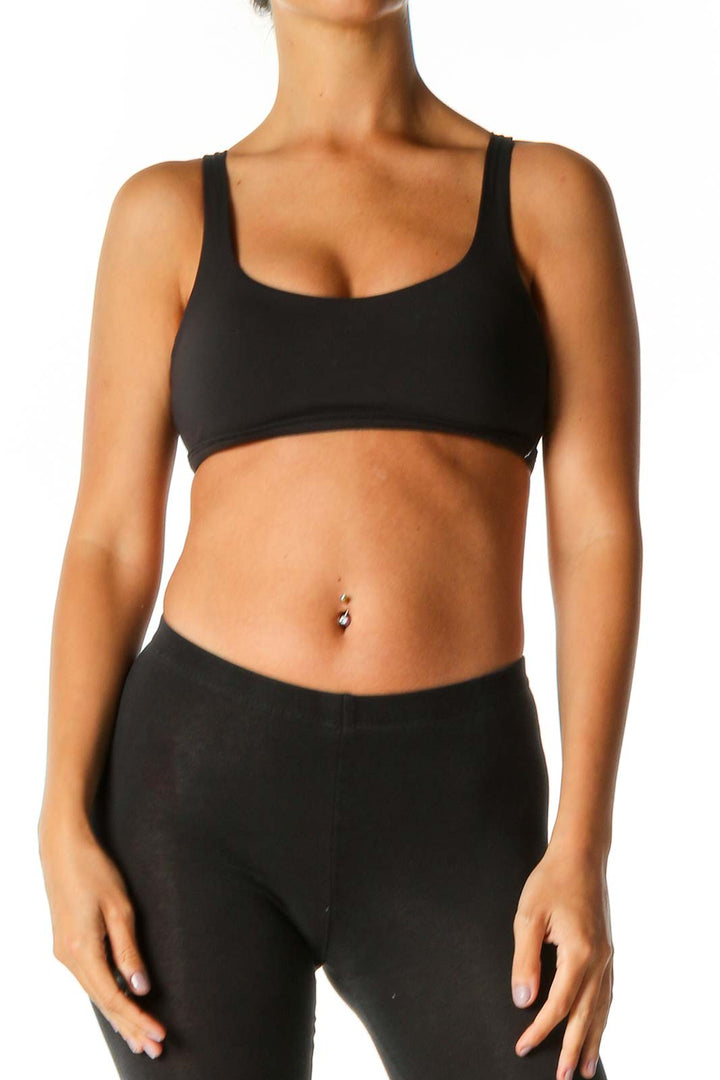 Black Solid Activewear Top