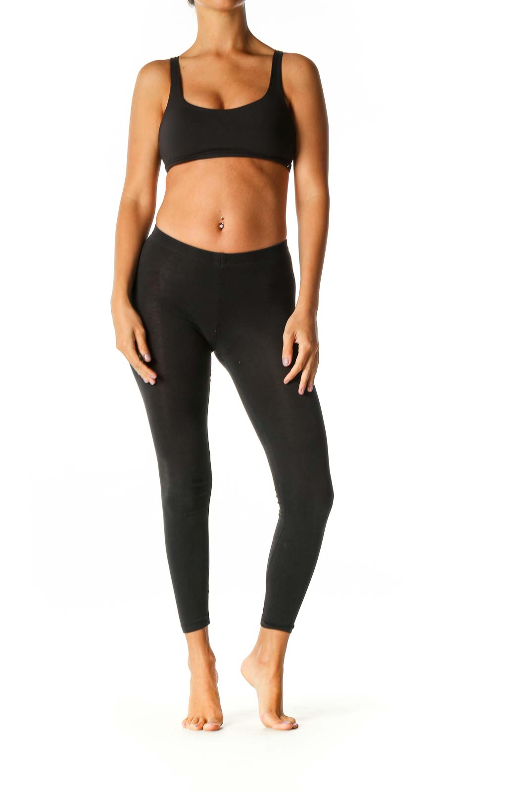 Black Solid Activewear Top