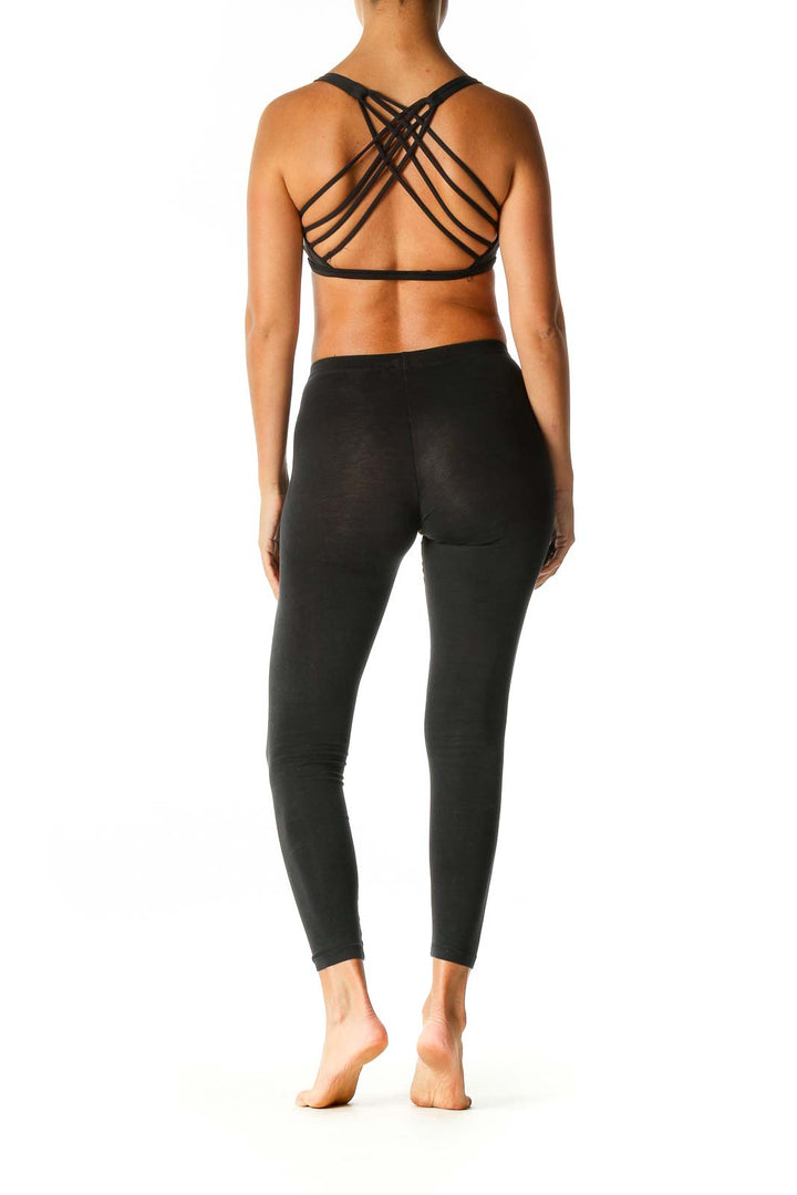 Black Solid Activewear Top