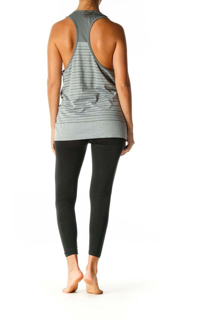 Gray Striped Activewear Tank Top