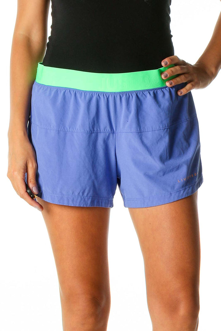 Blue Colorblock Activewear Shorts