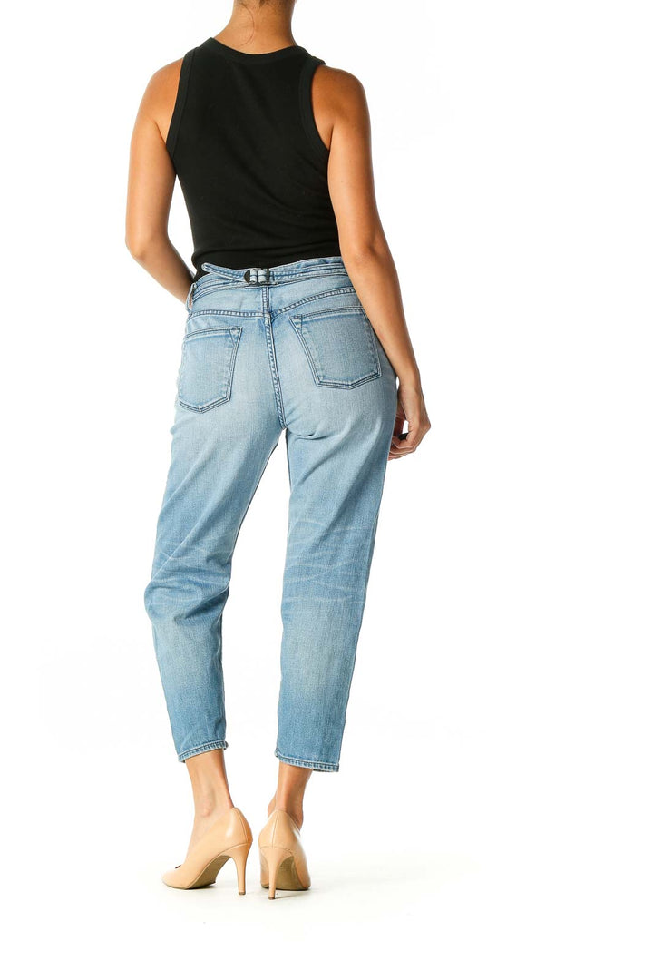 Blue Casual Straight Leg Jeans