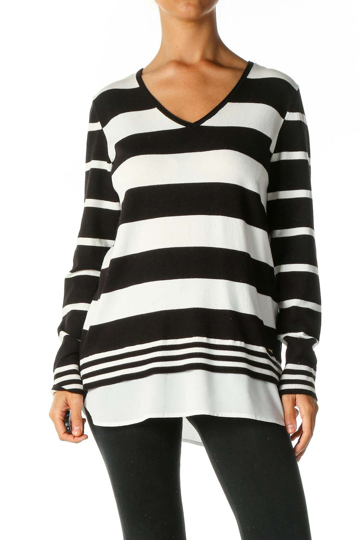 Black Striped Casual Sweater