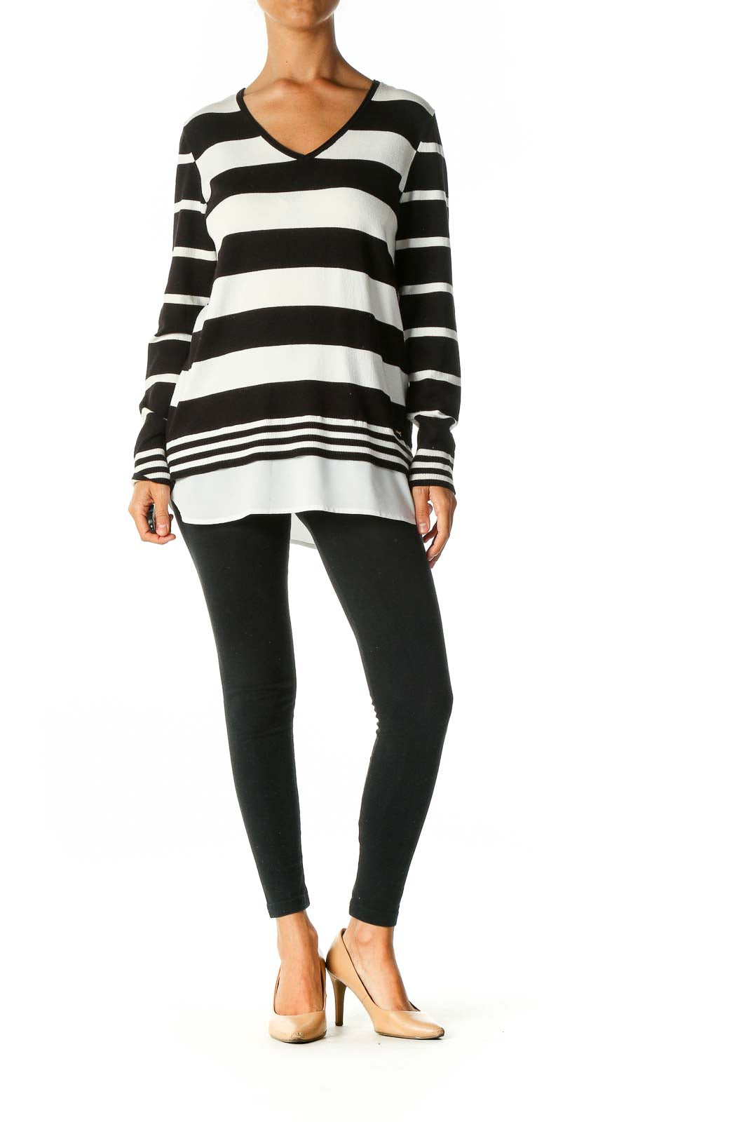 Black Striped Casual Sweater