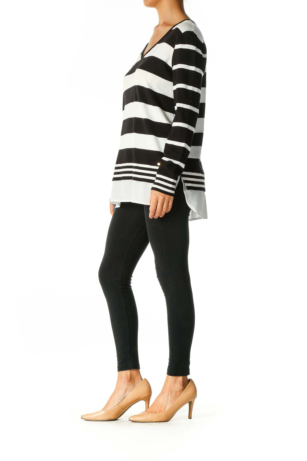 Black Striped Casual Sweater