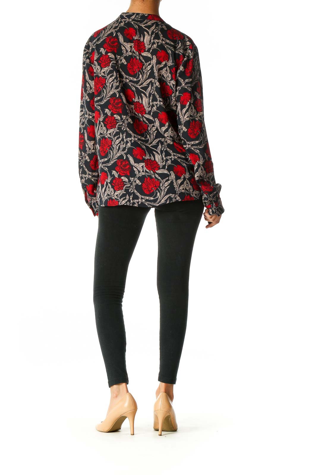 Red Floral Print Brunch Blouse