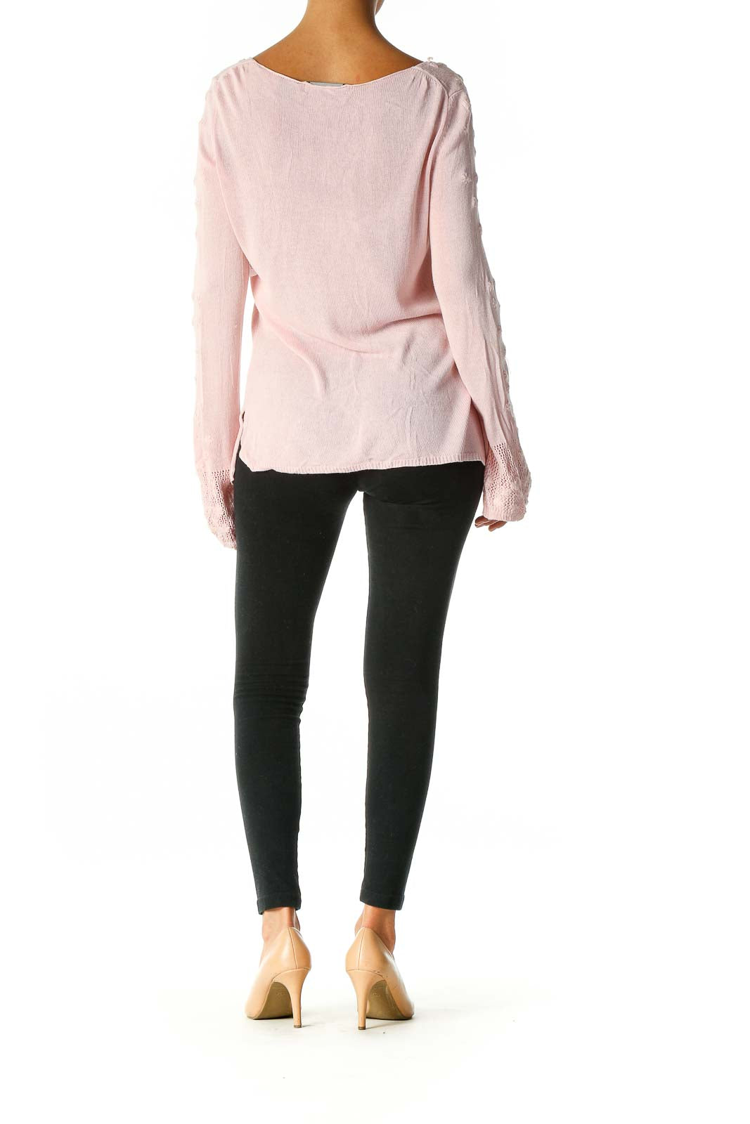 Pink Textured Casual Sweater