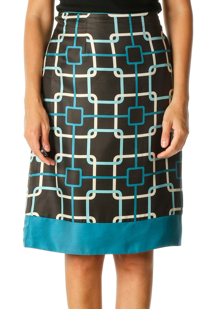 Black Printed Retro Straight Skirt