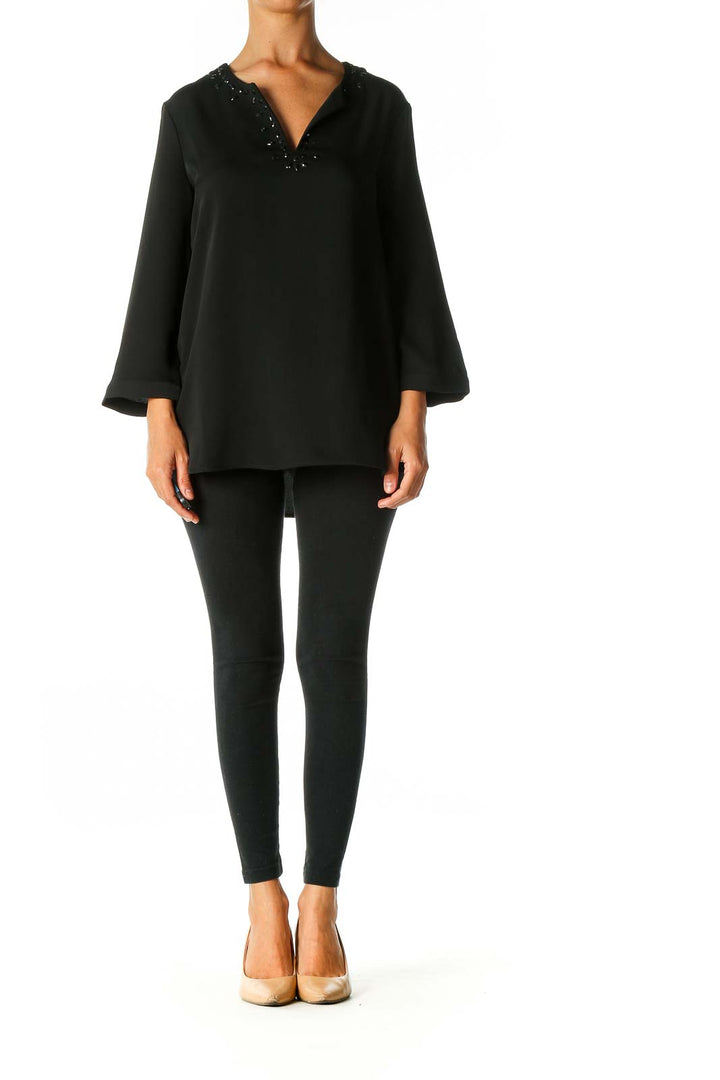 Black Solid Brunch Blouse