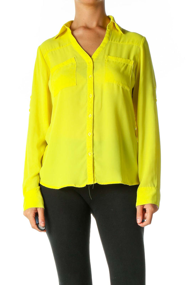 Yellow Solid Retro Blouse