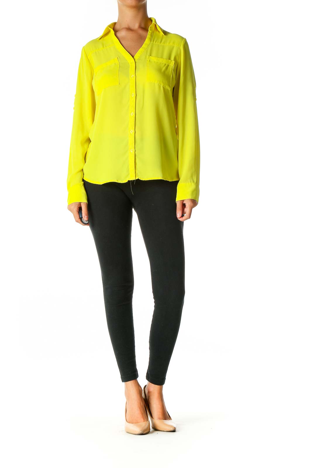 Yellow Solid Retro Blouse