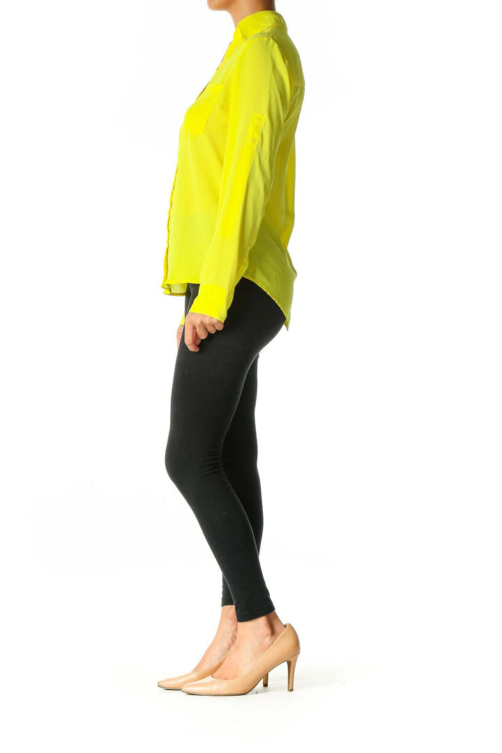 Yellow Solid Retro Blouse