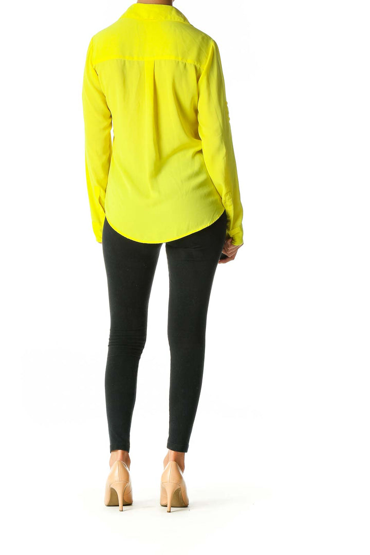 Yellow Solid Retro Blouse