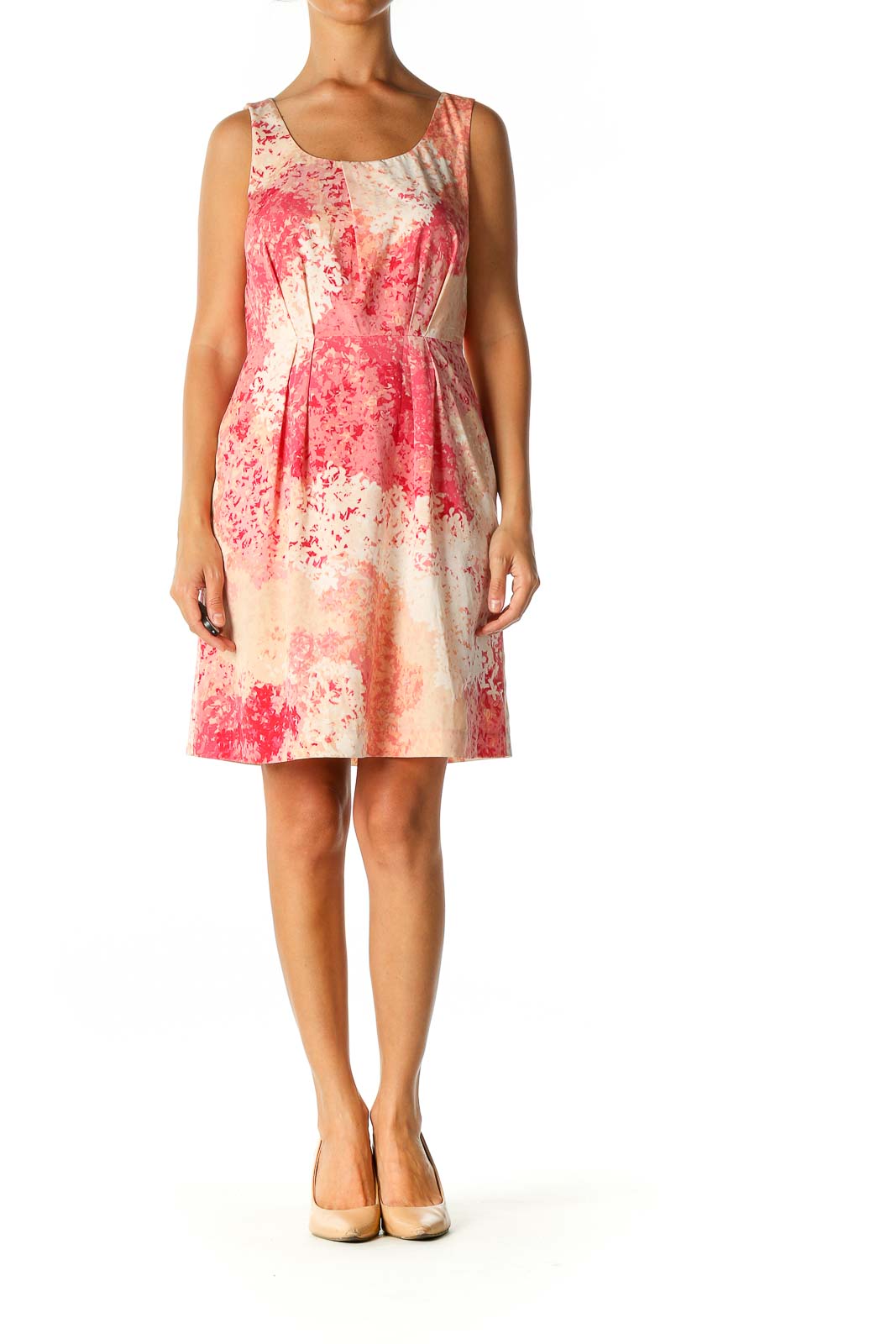 Pink Graphic Print Retro Fit & Flare Dress