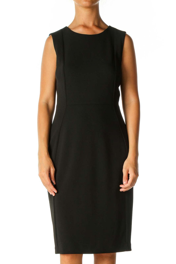 Black Solid Work Sheath Dress