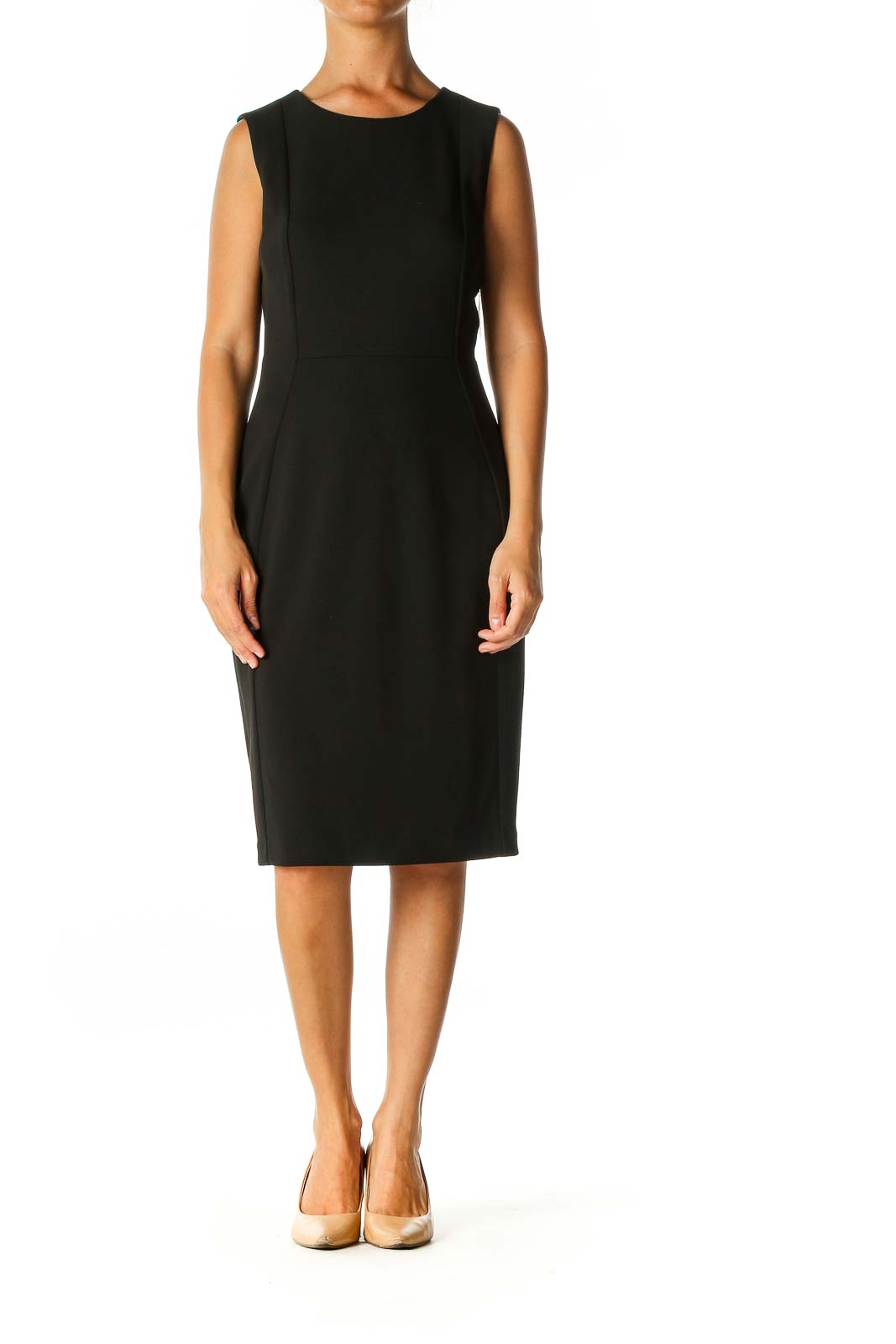 Black Solid Work Sheath Dress