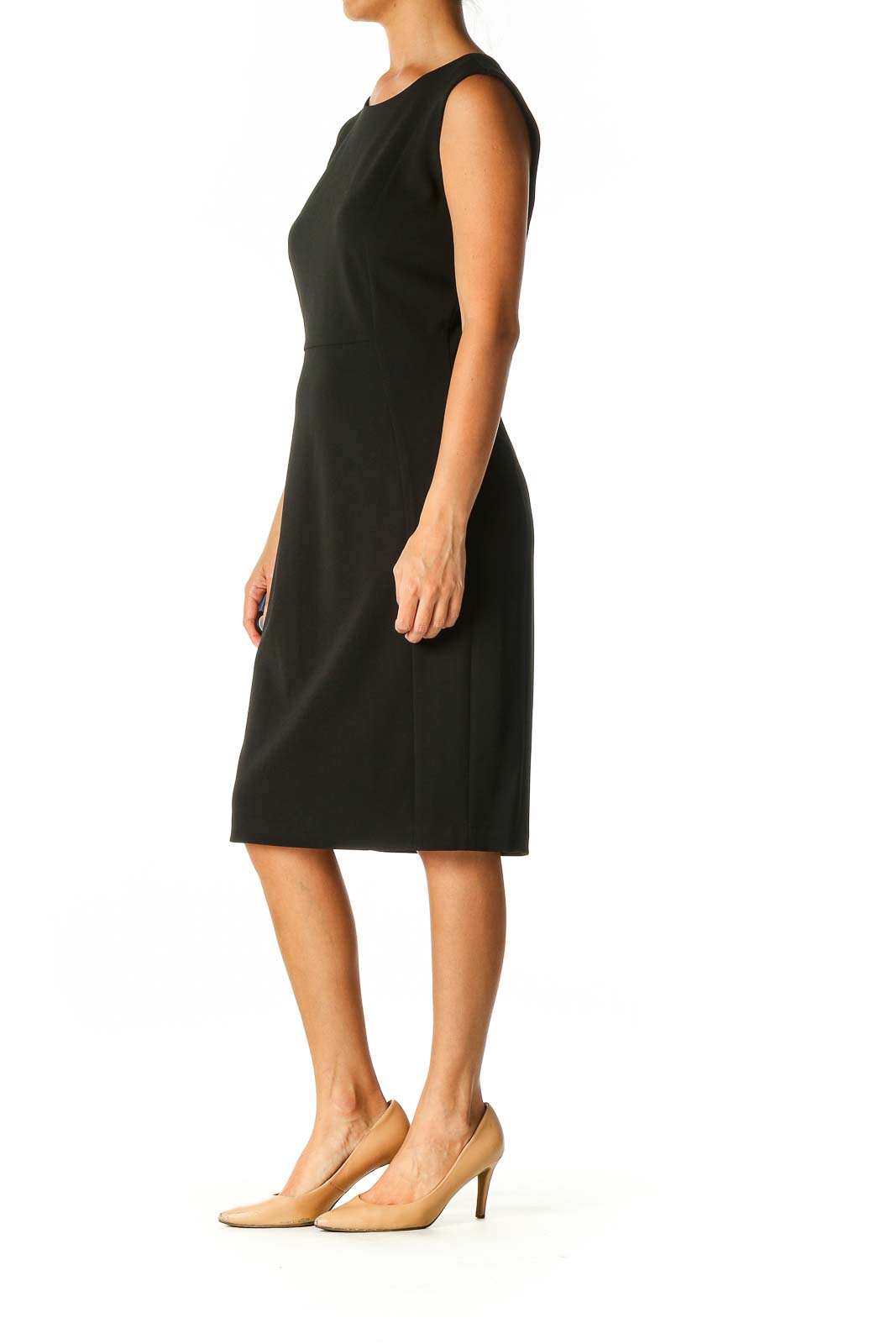 Black Solid Work Sheath Dress