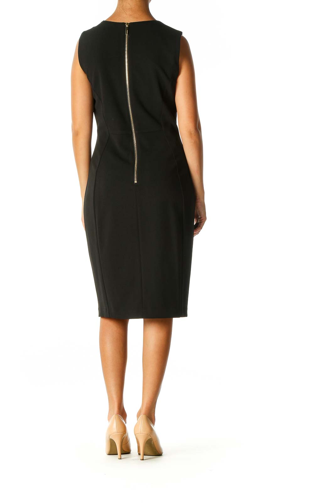 Black Solid Work Sheath Dress