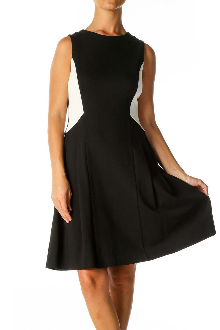 Black Colorblock Fit & Flare Dress