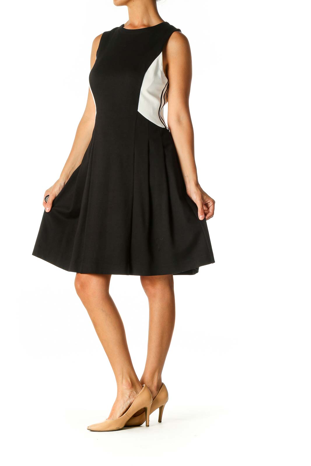 Black Colorblock Fit & Flare Dress