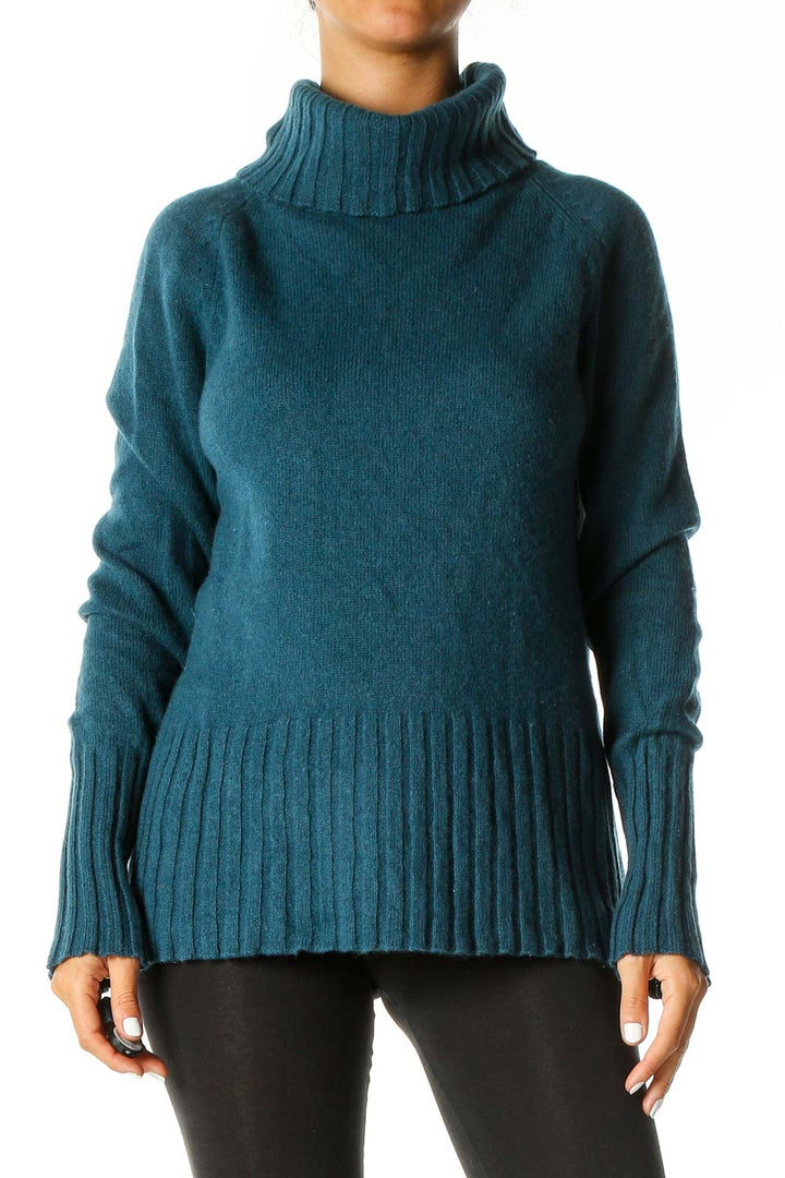 Blue Textured Retro Sweater