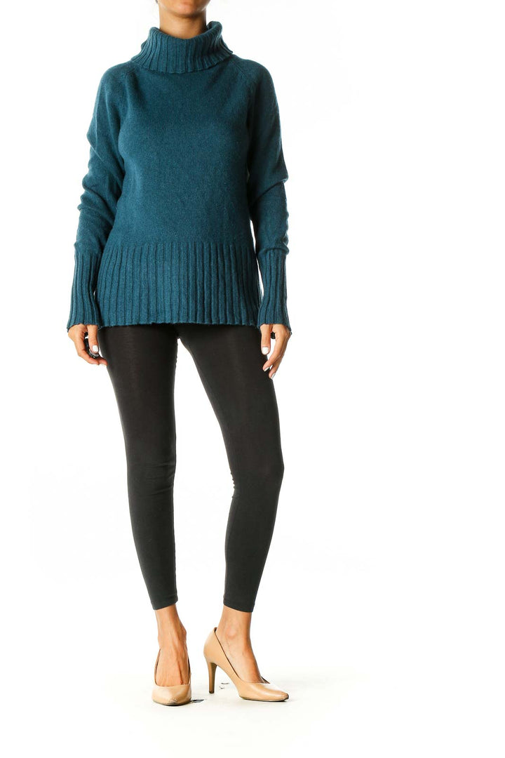 Blue Textured Retro Sweater