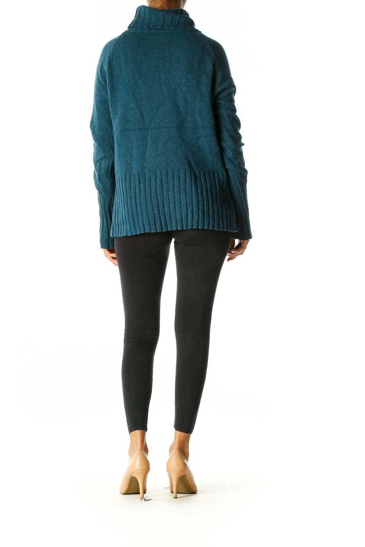 Blue Textured Retro Sweater