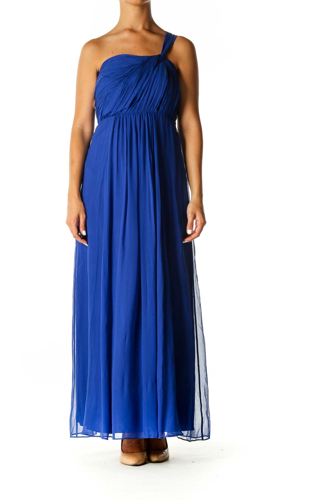 Blue Solid Classic A-Line Dress