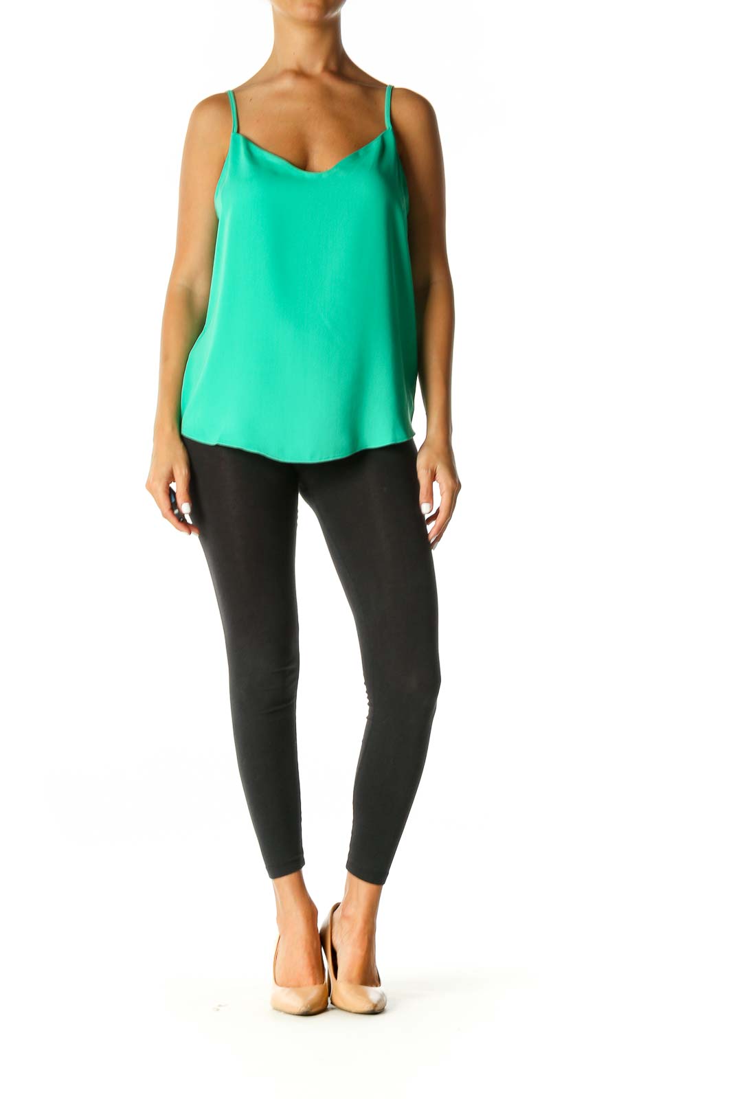 Green Solid Chic Tank Top