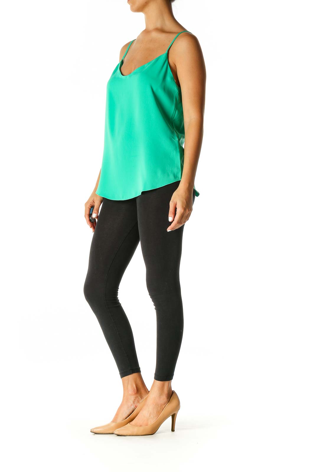 Green Solid Chic Tank Top