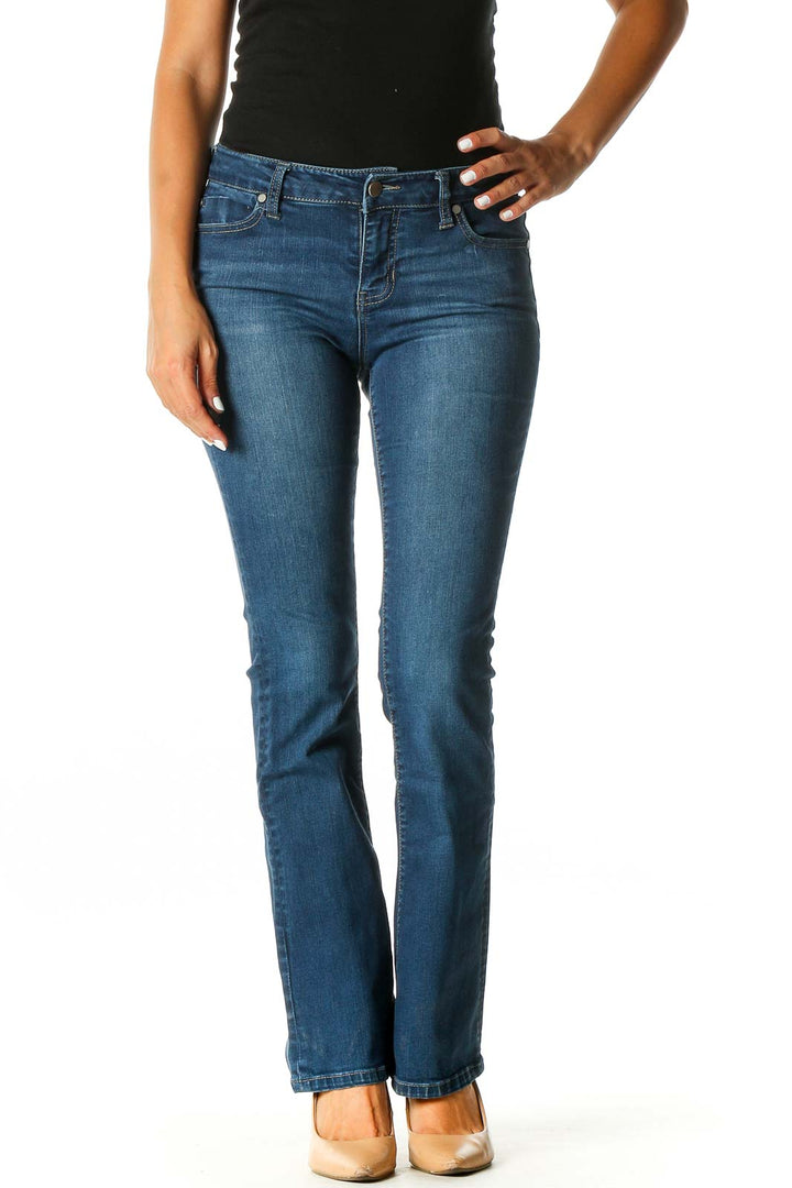 Blue Casual Bootcut Jeans