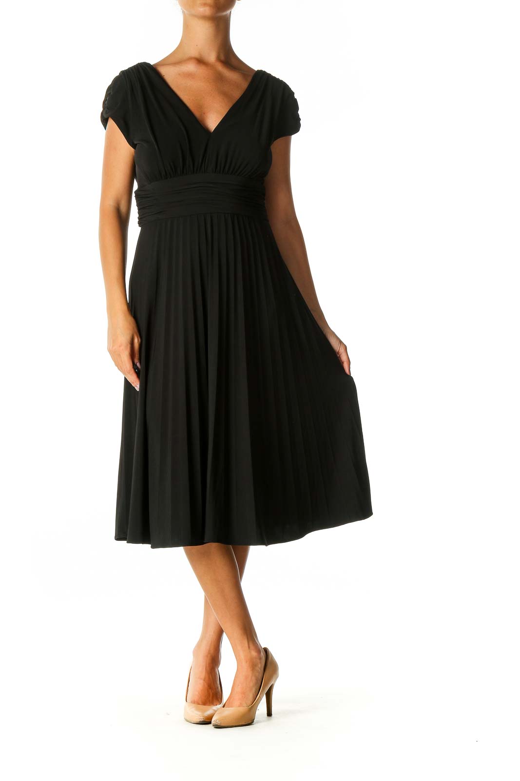 Black Solid Casual A-Line Dress