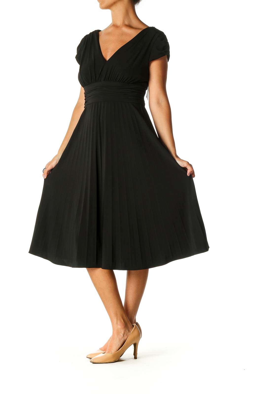 Black Solid Casual A-Line Dress