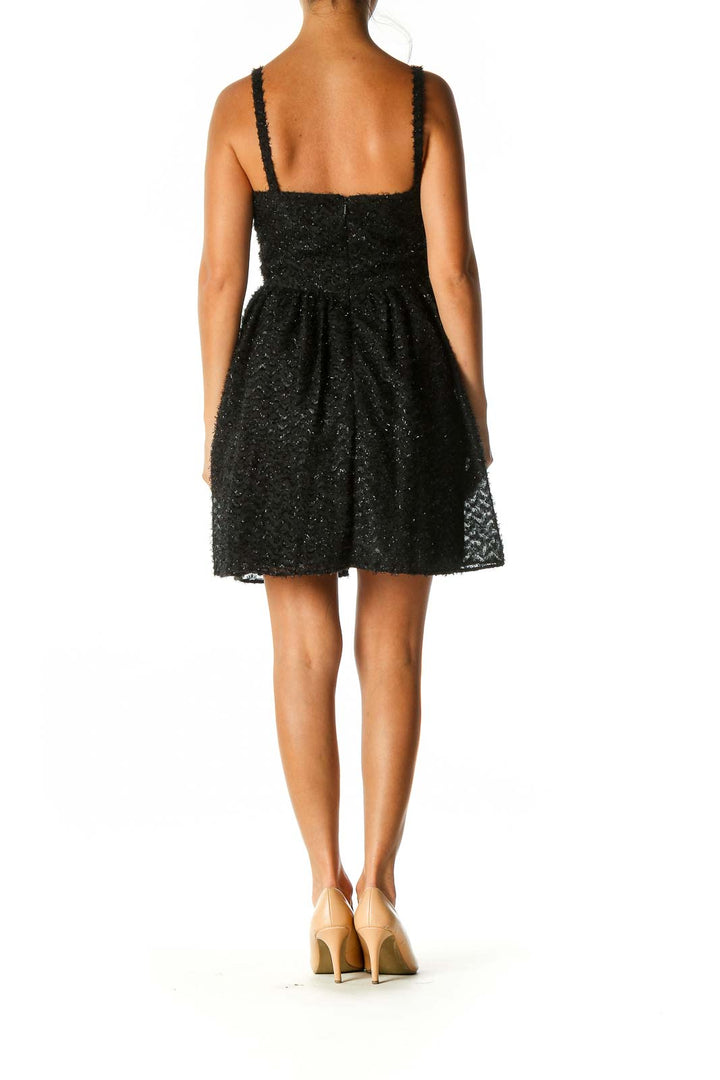 Black Textured Cocktail Fit & Flare Dress