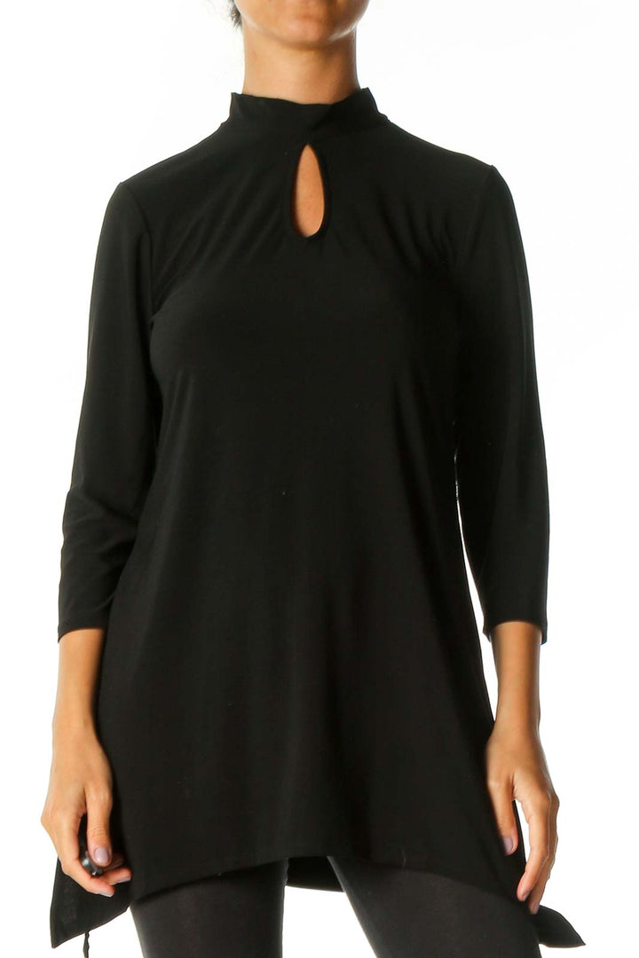 Black Solid Casual Blouse