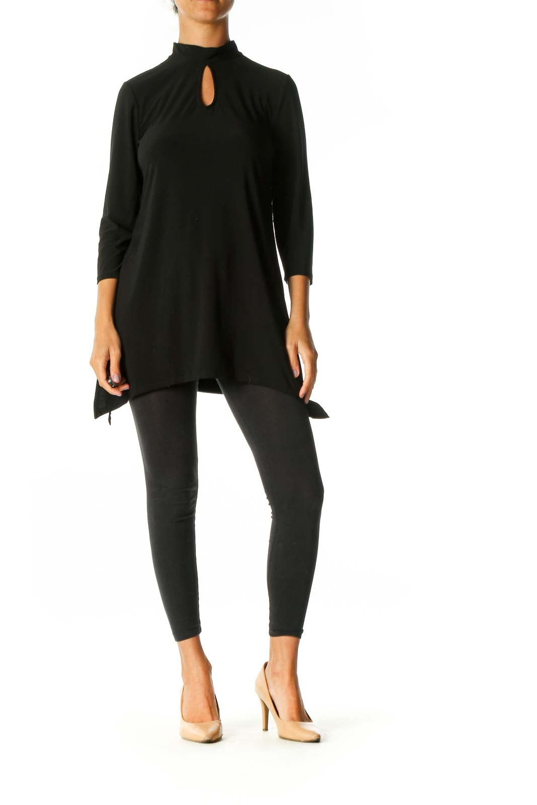 Black Solid Casual Blouse