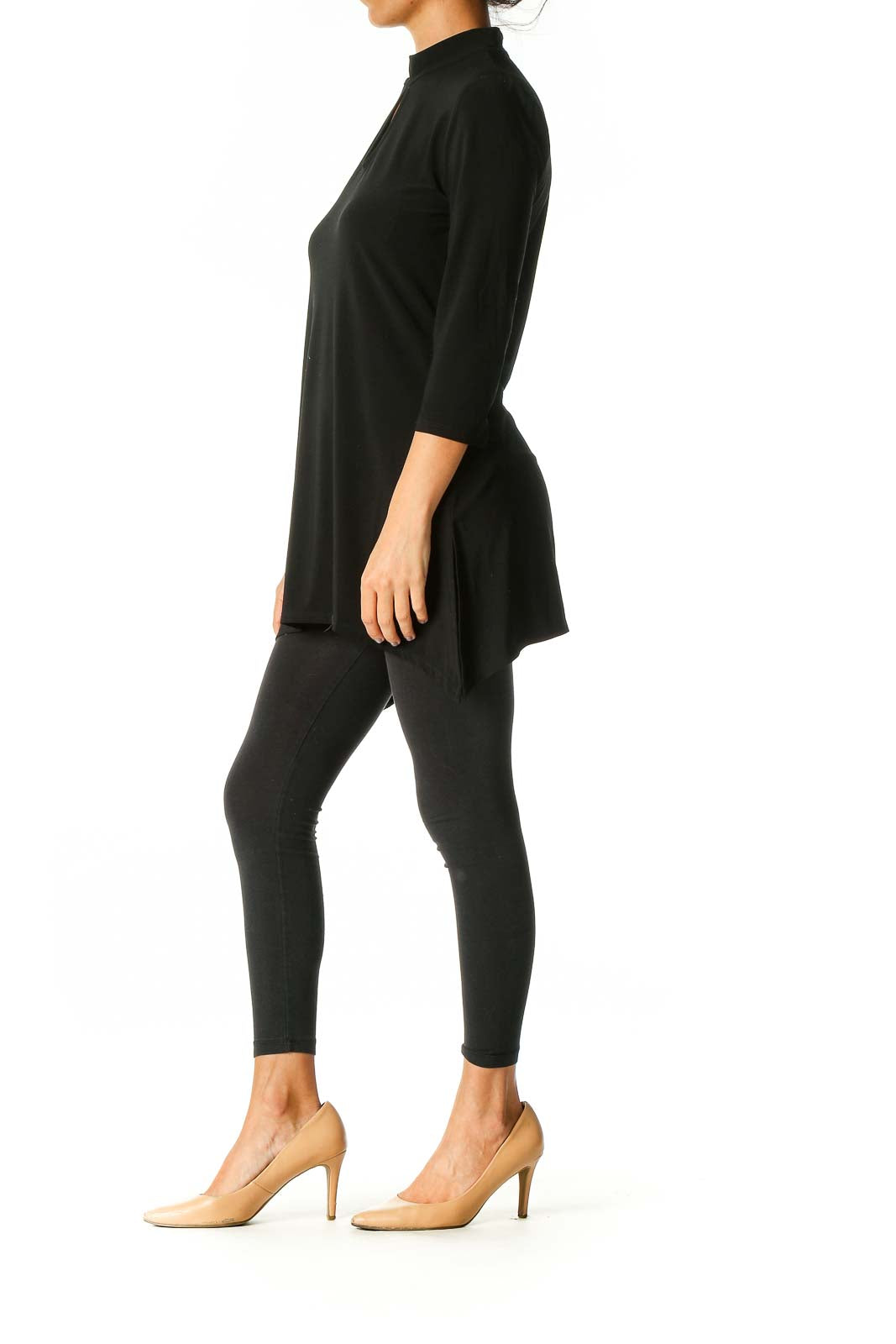 Black Solid Casual Blouse