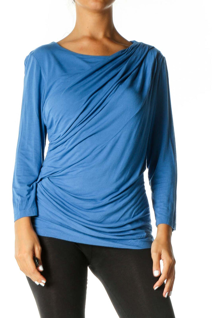 Blue Solid Casual Blouse