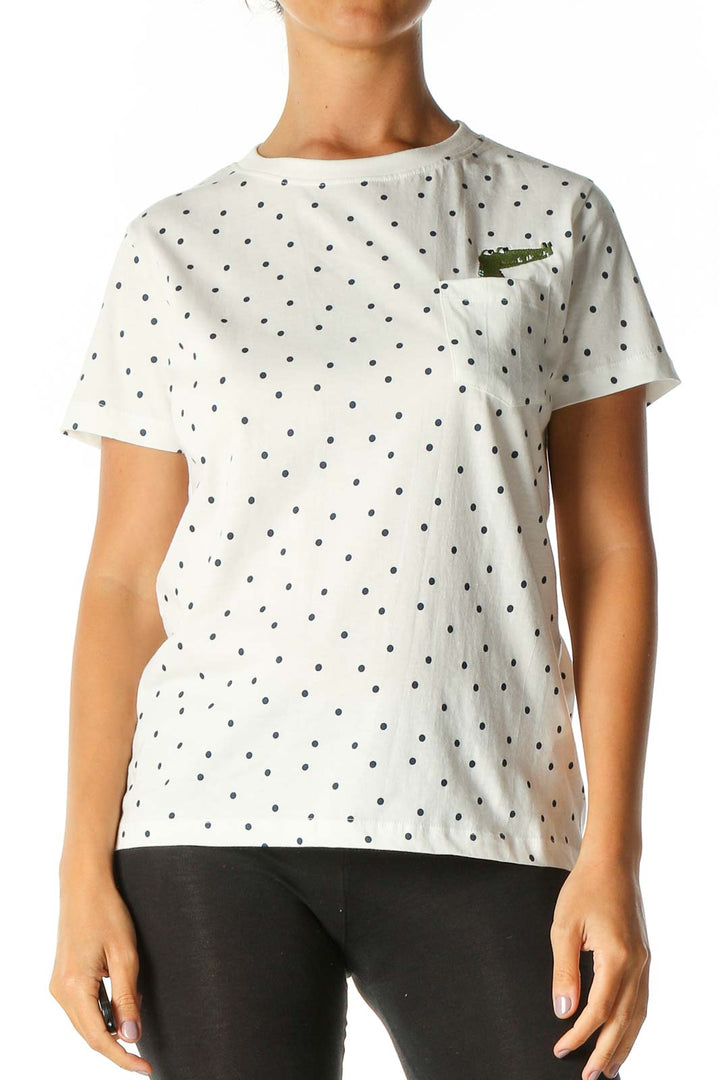 White Polka Dot Casual T-Shirt