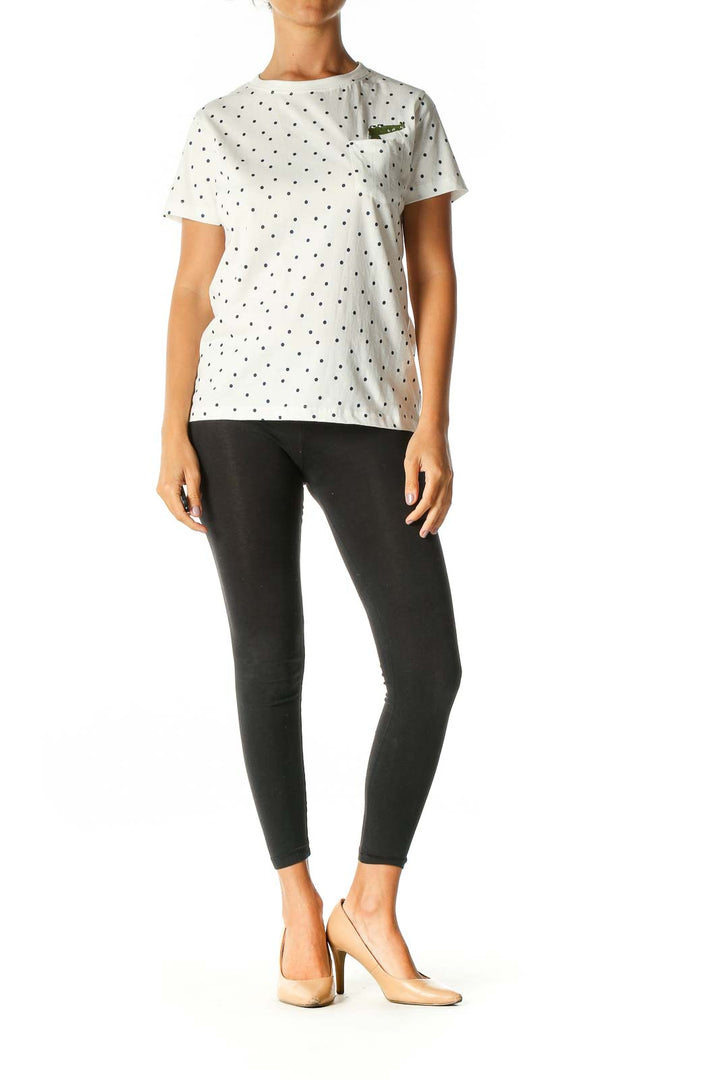 White Polka Dot Casual T-Shirt