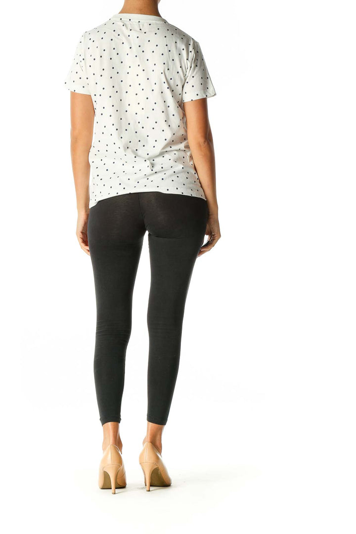 White Polka Dot Casual T-Shirt