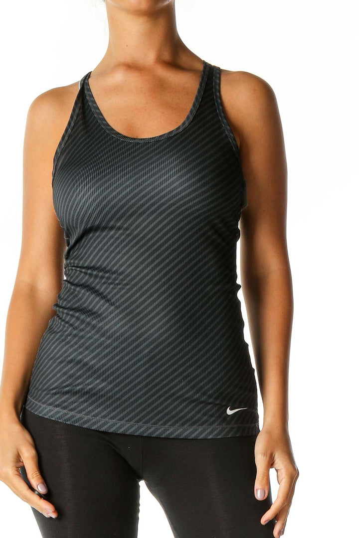 Gray Striped Activewear Tank Top