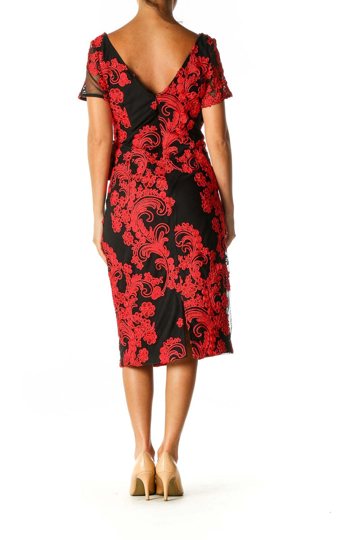 Red Textured Holiday A-Line Dress