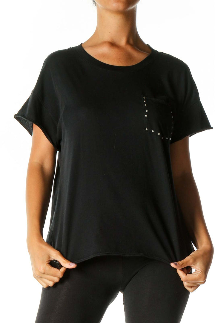 Black Solid Casual T-Shirt