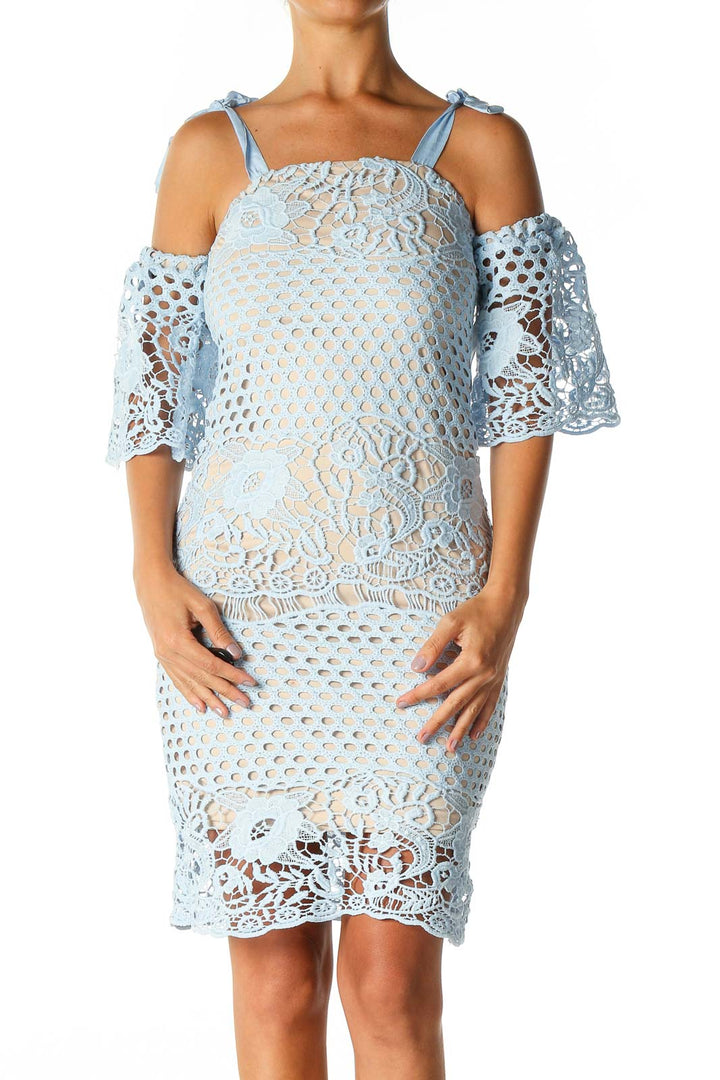 Blue Lace Bohemian Sheath Dress